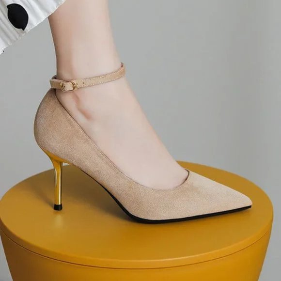 One word with high heels, fluffy professional single shoes - Picture 3 of 6